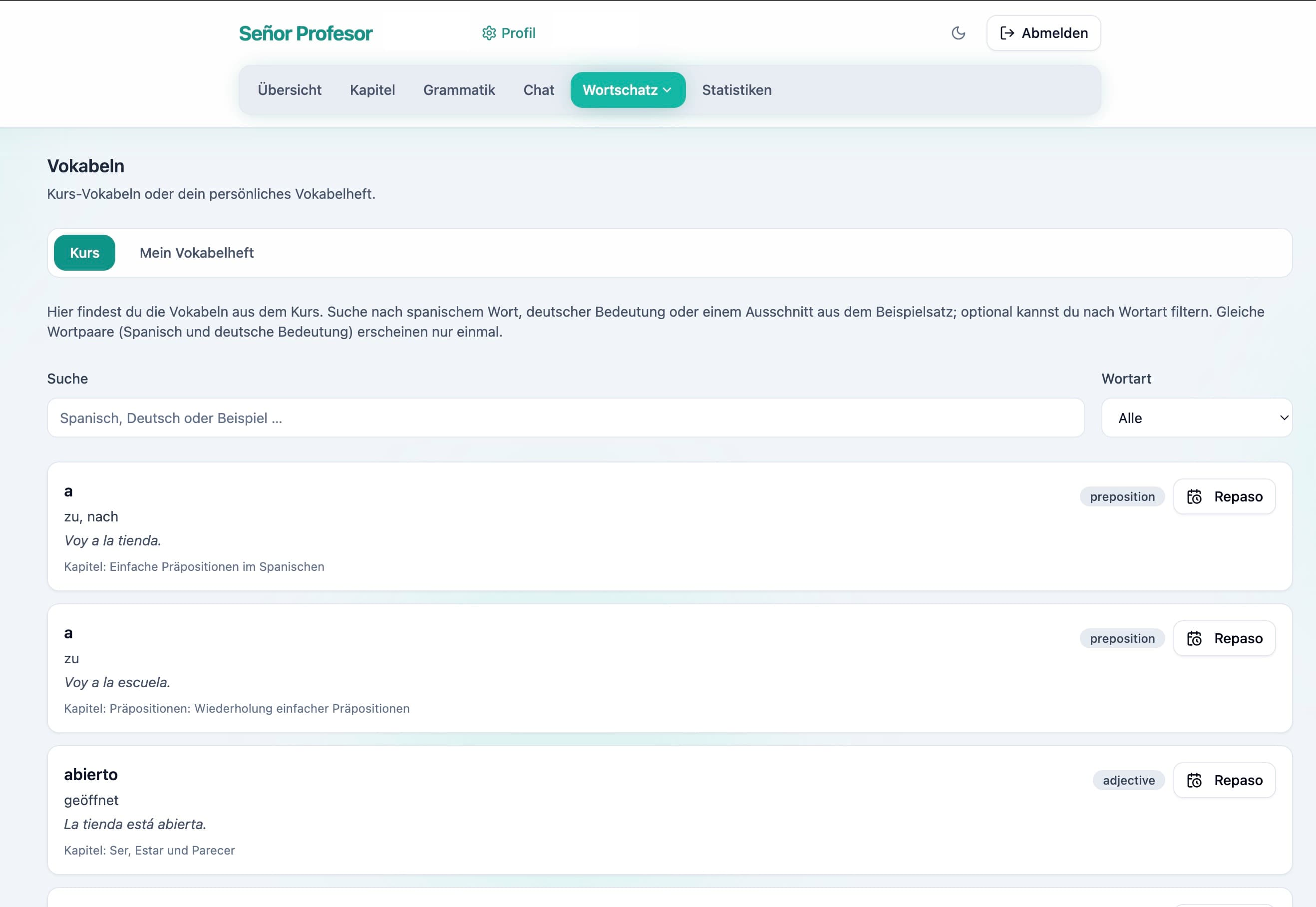 SpanischApp - Señor Profesor